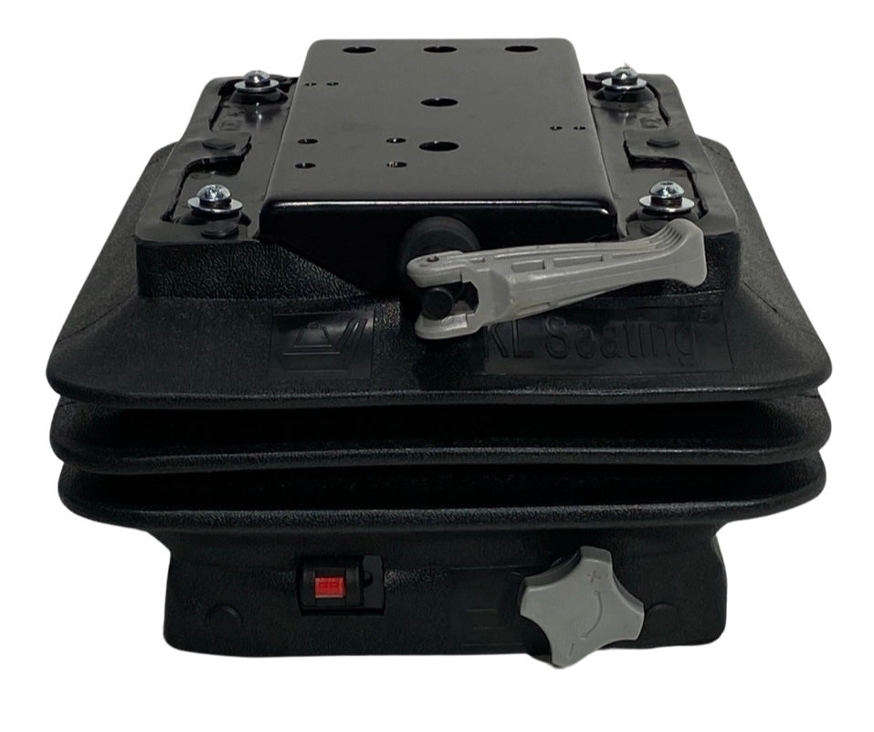 Front view of SC6 mechanical suspension base with narrow width design for compact horticulture machinery and tractors