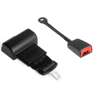 Heavy-duty 75mm retractable lap seatbelt with automatic locking retractor, black webbing and buckle cover for industrial and off-highway equipment. Certified to SAEJ386, ISO6683, FMVSS302 standards.