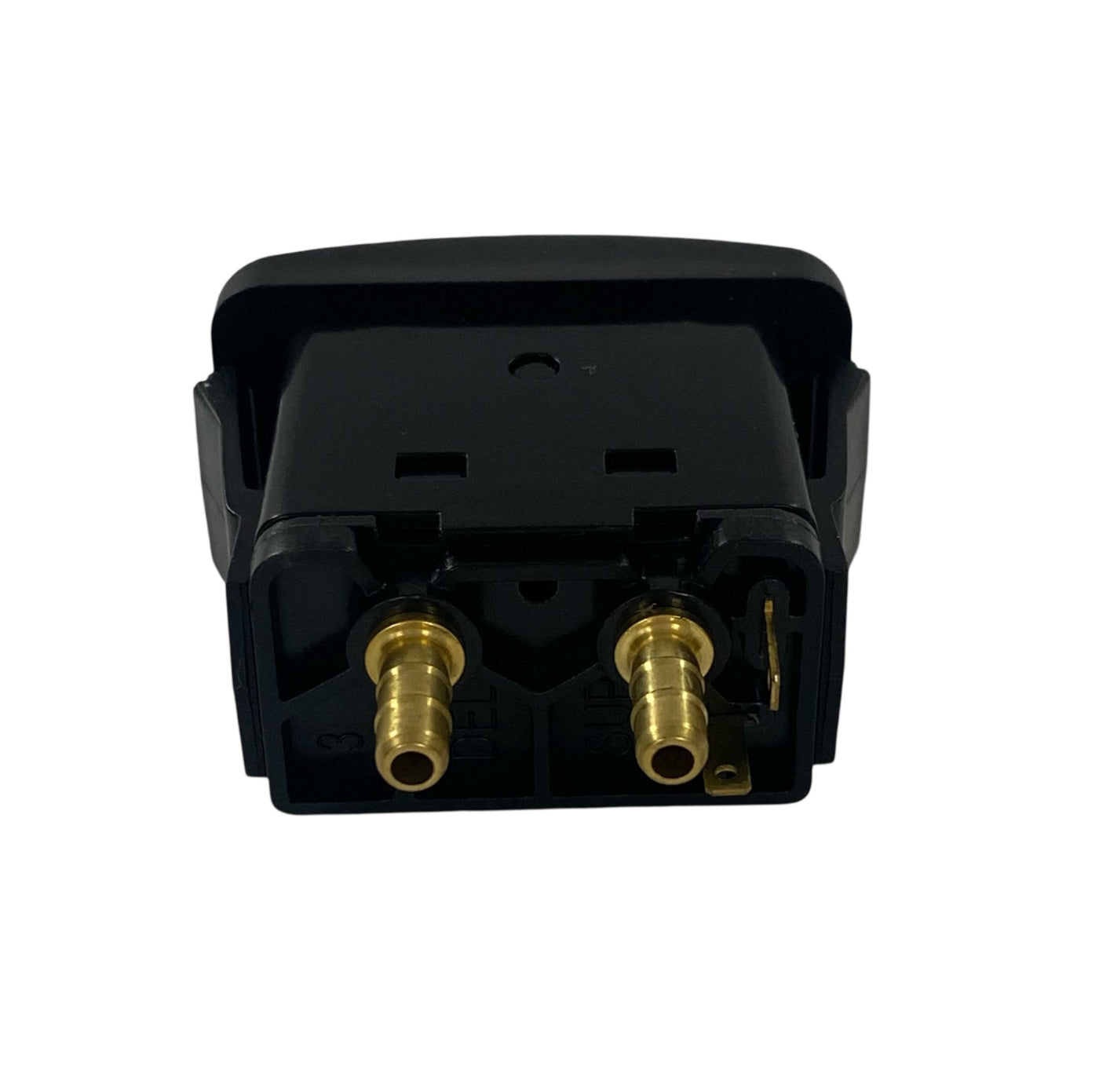 Rear view of air compressor flip switch showing connector ports.