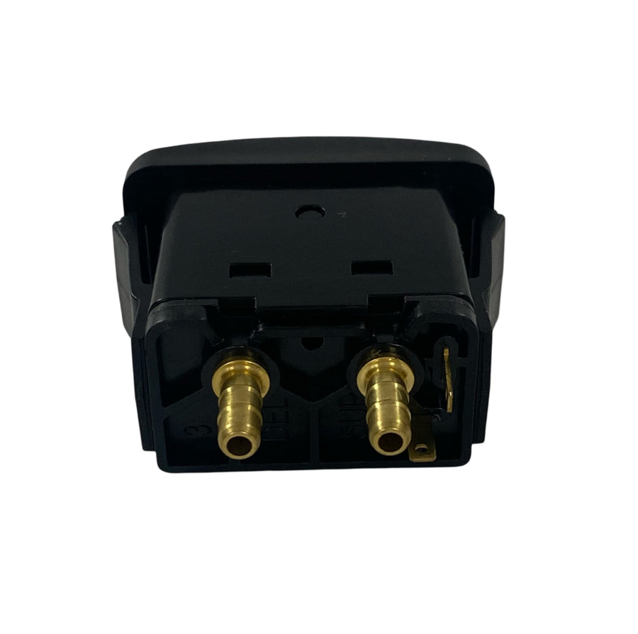 Rear view of air compressor flip switch showing connector ports.