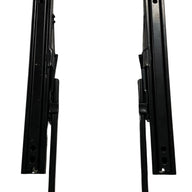 Top view of double locking slide rails showing durable off-road design with multiple mounting holes and adjustable seat positioning system.