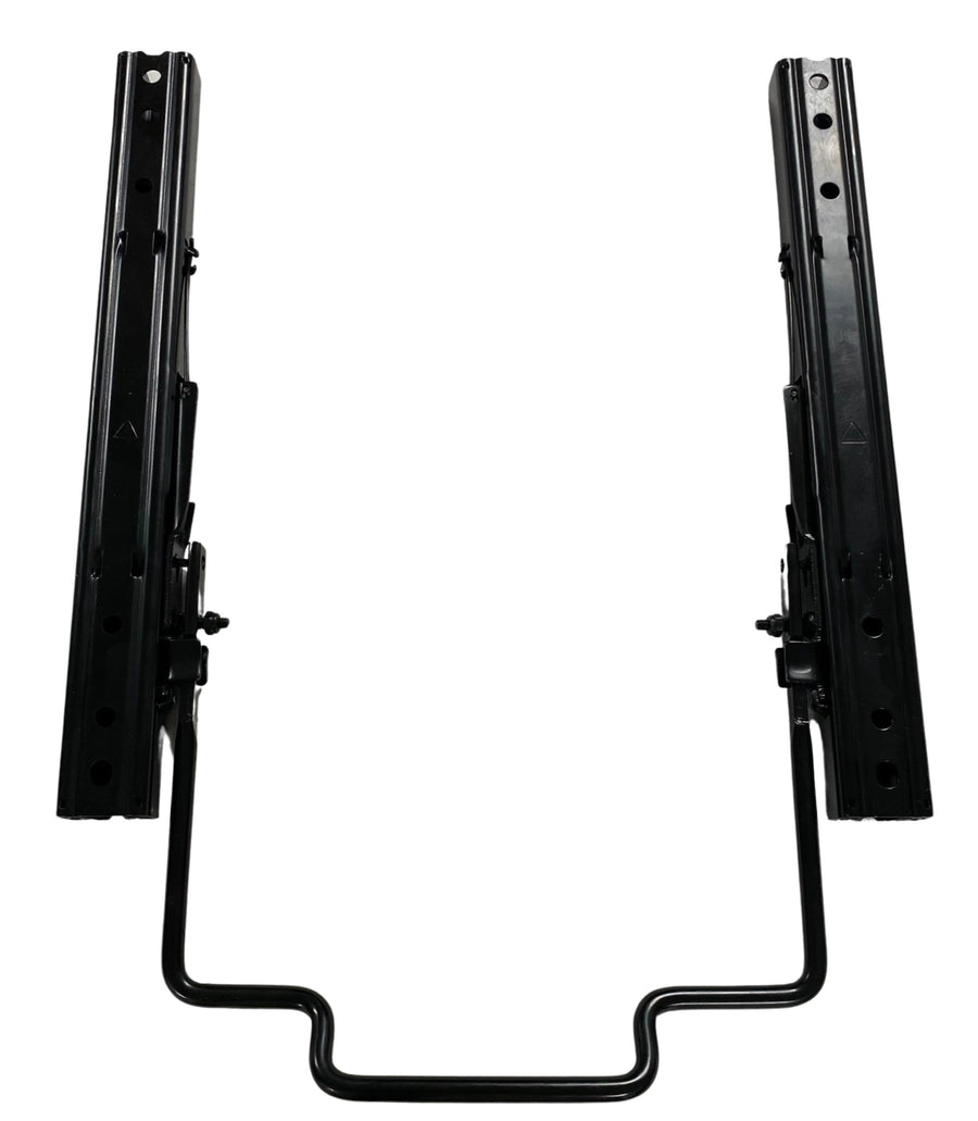 Top view of heavy-duty double locking wide slide rails showing adjustable handle, multiple mounting holes, and durable off-road design.