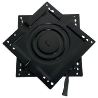 Angle view of heavy-duty steel turntable showing solid construction and precision mounting holes for off-road machinery applications.