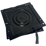 Base angle of heavy-duty turntable showing lockable 180-degree rotation feature and durable off-road engineering.