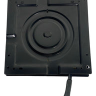 Base view of heavy-duty steel turntable displaying reinforced structure and multiple mounting options for secure installation.