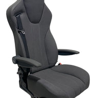 Right-hand side view of the MH640 Non Suspension Seat highlighting the built-in 3-point seatbelt and integrated 180° turntable