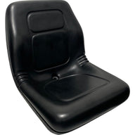 Right side profile of universal seat in waterproof black PU vinyl – suitable for compact tractors, ride-on mowers, and ATVs.