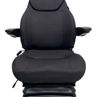 Front view of the SC15-9 Mechanical Suspension Seat showing adjustable backrest and durable charcoal Cordura fabric.
