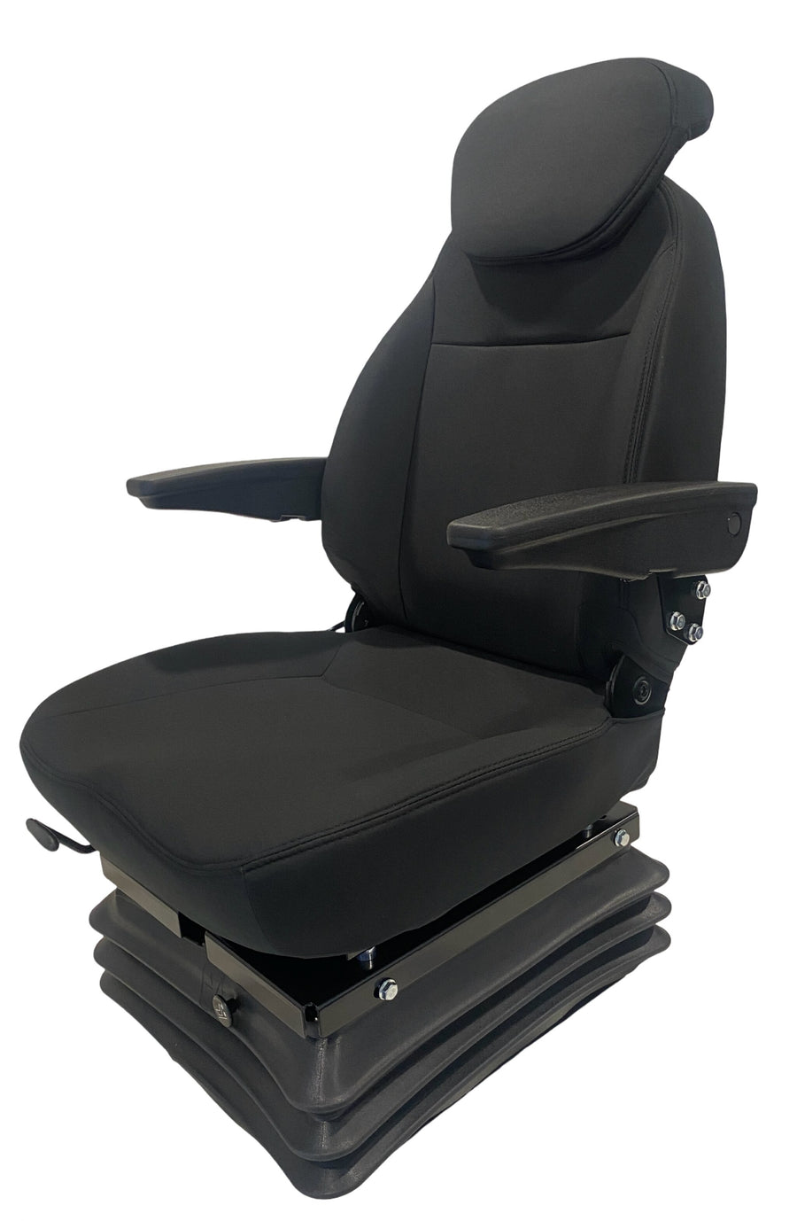 SC15-AIR air suspension seat left side view with 150kg weight adjustment and slide rail system.