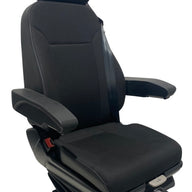 Right-hand side profile of SG2-150 mechanical suspension seat showing side controls, seatbelt mounting point, and ergonomic backrest design.
