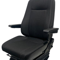 Left side view of SG8-150 mechanical suspension seat with armrests, lumbar support, and durable mechanical suspension system,M3/N3 Rated for On-Road Use in New Zealand and suitable for trucks, buses, and motorhomes.