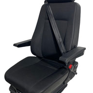 Left-hand side view of the SJ16-150 air suspension seat showing height adjustment lever and ergonomic seatback design.
