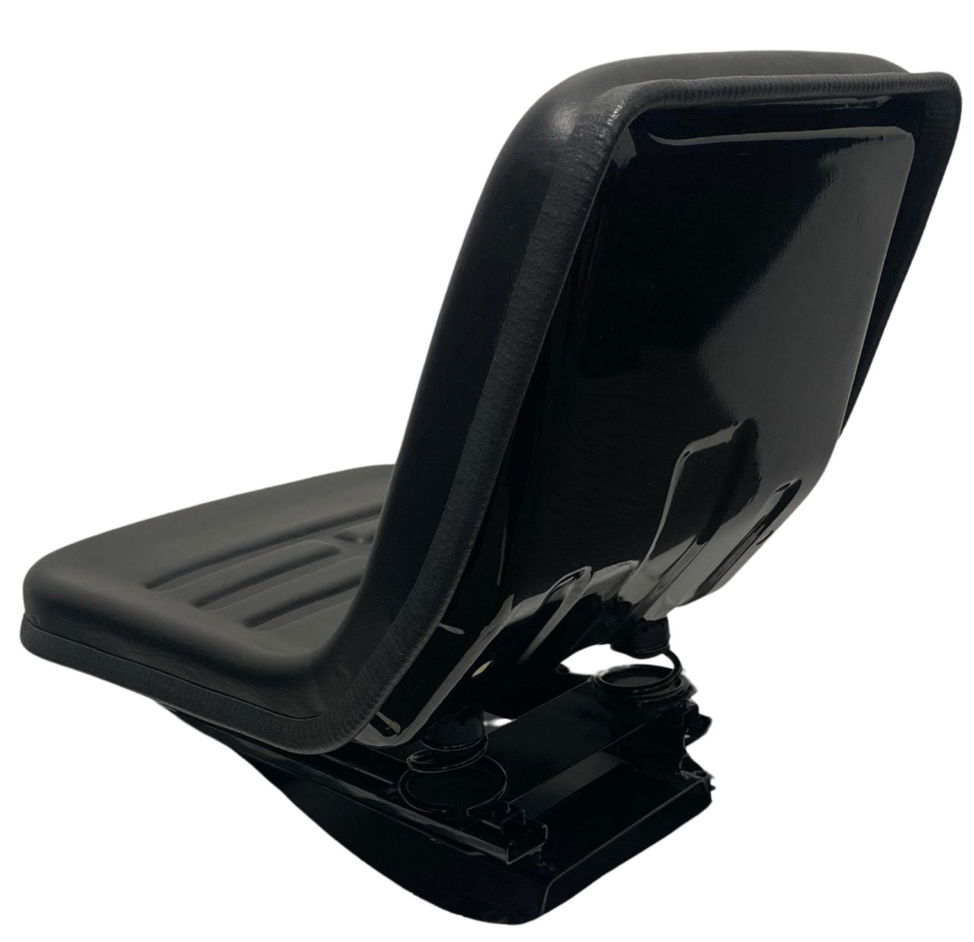 Rear view of SN11-1 mechanical suspension seat with waterproof PU vinyl finish and integrated drain hole for durability in outdoor and industrial environments.