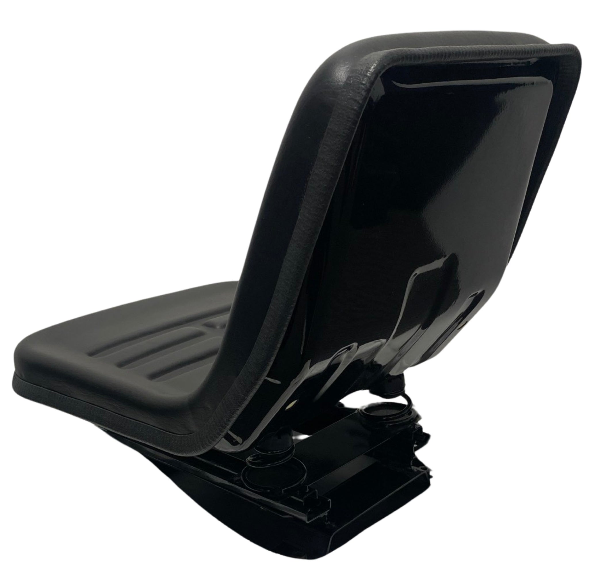 Rear view of SN11-1 mechanical suspension seat with waterproof PU vinyl finish and integrated drain hole for durability in outdoor and industrial environments.