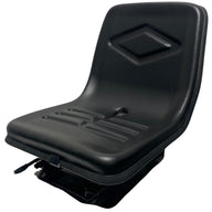 Left side view of SN11-1 mechanical suspension seat showing forward-folding backrest and single-locking slide rails for flexible positioning.