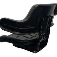 Rear view of SN2-1 compact tractor and lawn mower seat showing contoured wrap-around backrest and drainage system for durability in outdoor use.