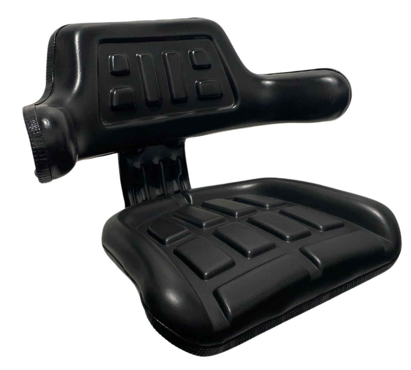 Right side profile of SN2-1 seat highlighting ergonomic wrap-around backrest and low-profile design for compact earthmoving equipment and small machinery use.