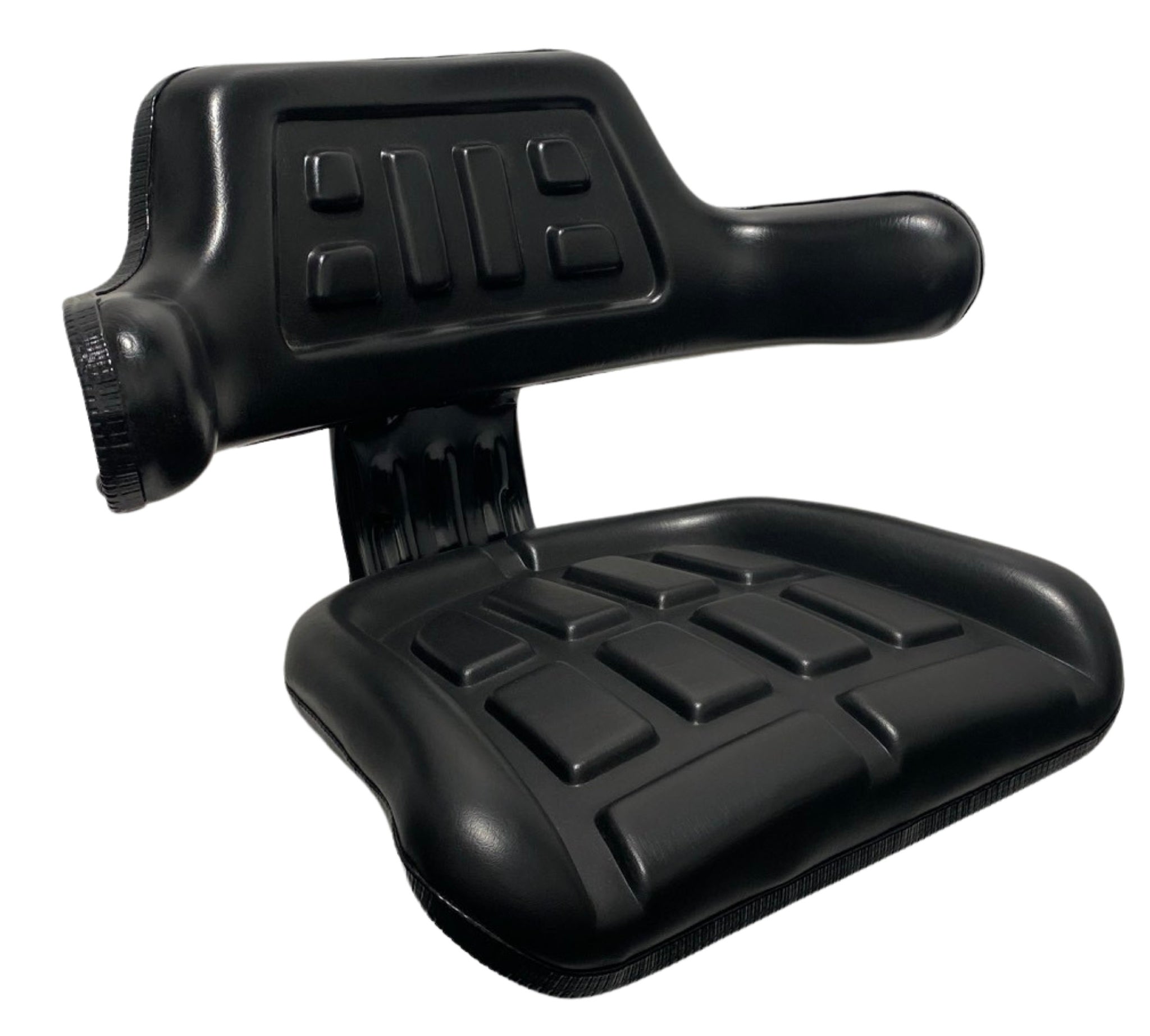 Right side profile of SN2-1 seat highlighting ergonomic wrap-around backrest and low-profile design for compact earthmoving equipment and small machinery use.