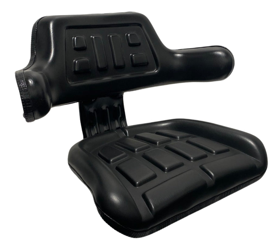 Right side profile of SN2-1 seat highlighting ergonomic wrap-around backrest and low-profile design for compact earthmoving equipment and small machinery use.