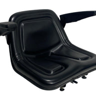 Right view of SN5A small machinery armrest seat showing robust steel frame, water drain hole, and operator present switch compatibility.