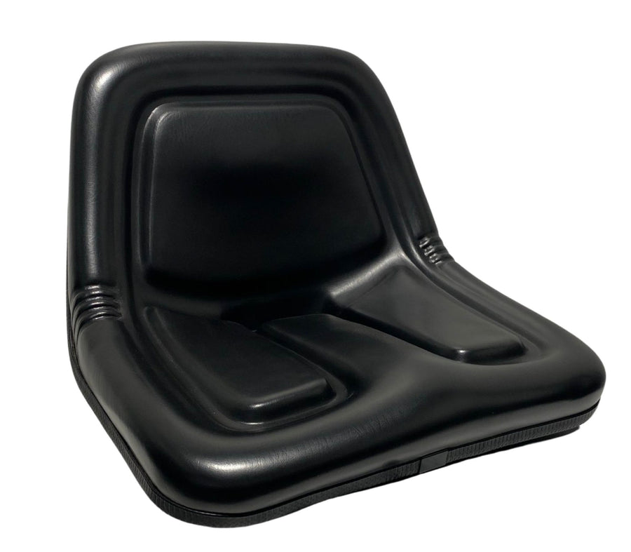 Right side profile of heavy-duty machinery pan seat in waterproof black PVC –quality design for agricultural and material handling equipment
