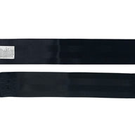 Front top view of TS3 3-inch non-retractable lap seatbelt with lever action release and heavy-duty black webbing for secure operator restraint in off-road machinery