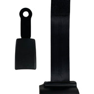 Front top view of TSB2 2-inch retractable lap seatbelt showing compact retractor unit and push button buckle for reliable operator safety.