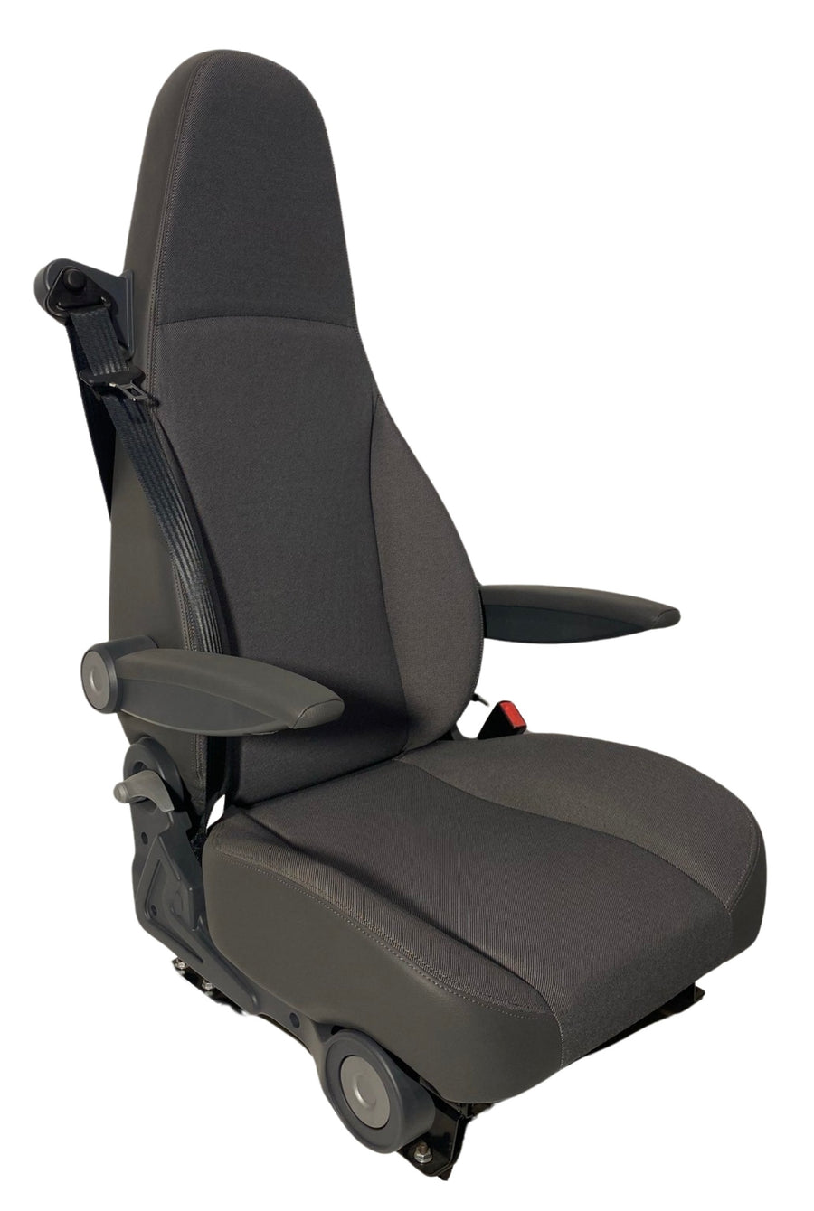 Right side profile of MH630 L/R motorhome seat with integrated turntable, retractable seatbelt, and armrest adjustment