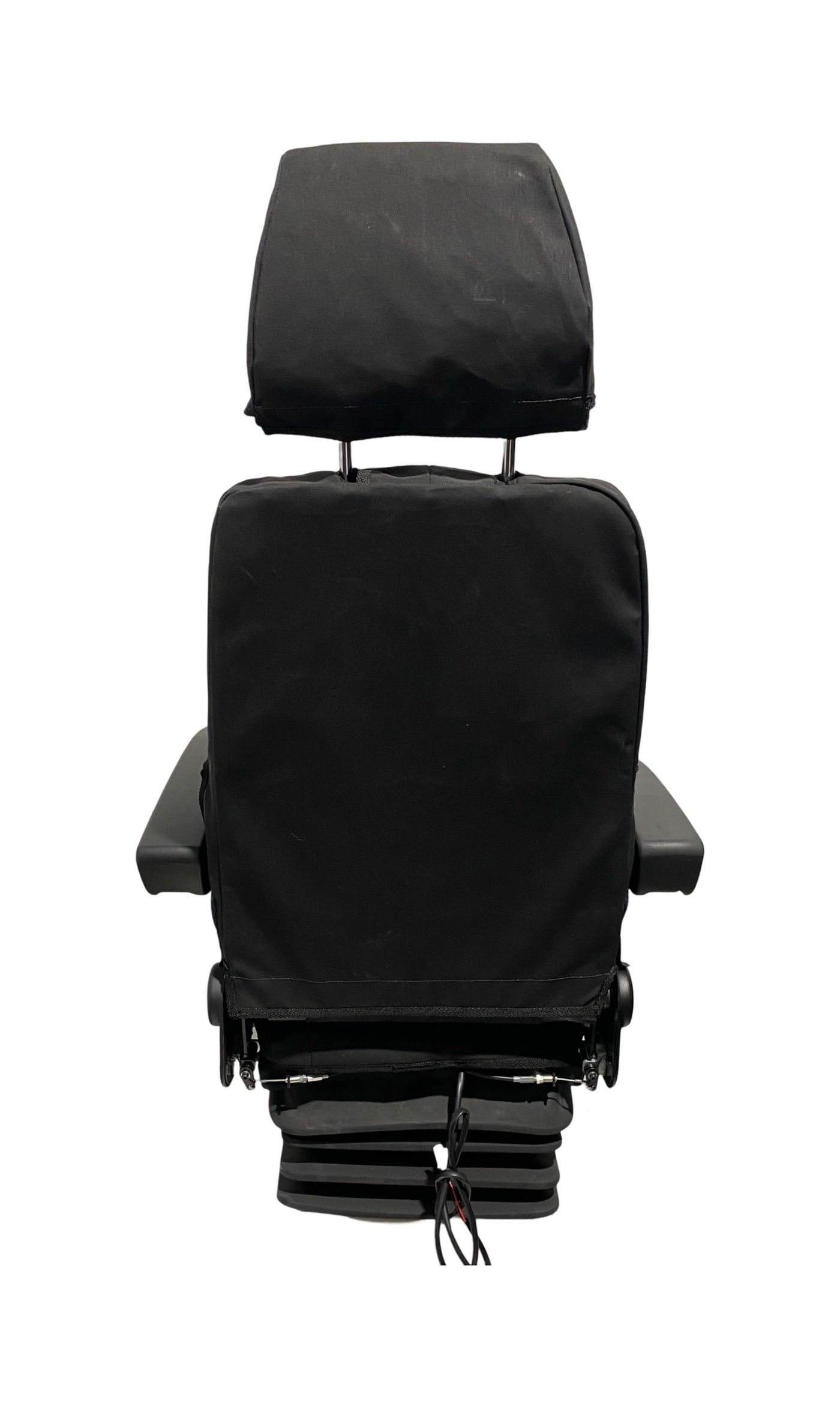 Rear view of NZ-made 3-piece canvas seat cover – showing snug, tailored fit over the backrest of Pilot SG and SJ seats with durable waterproof Dynaproofed fabric