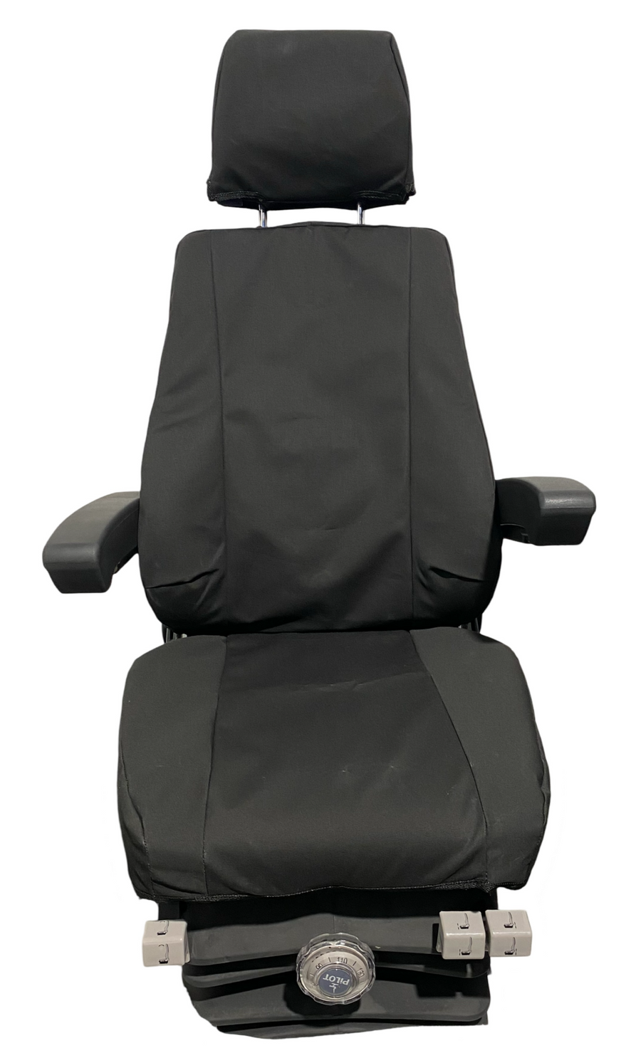 Front view of NZ-made 3-piece canvas seat cover – tailored fit for Pilot SG and SJ seats with waterproof Dynaproofed fabric. 