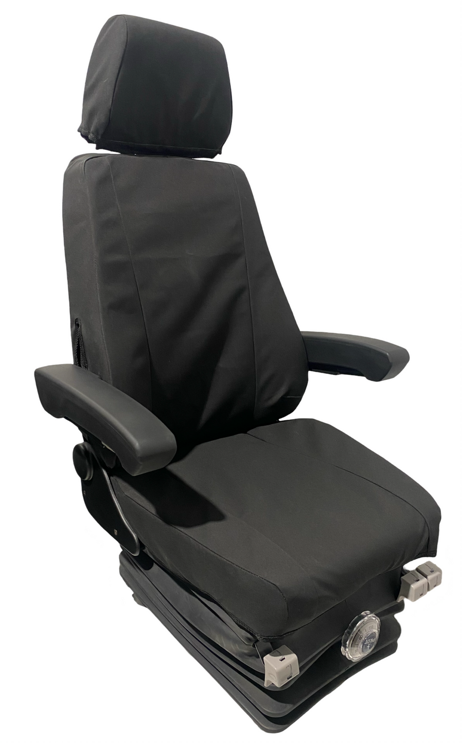 Side view of NZ-made 3-piece canvas seat cover – tailored fit for Pilot SG and SJ seats with waterproof Dynaproofed fabric