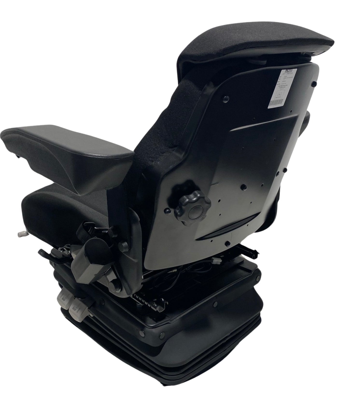 Rear view of SC13 suspension seat for agricultural and construction equipment with operator present switch compatibility