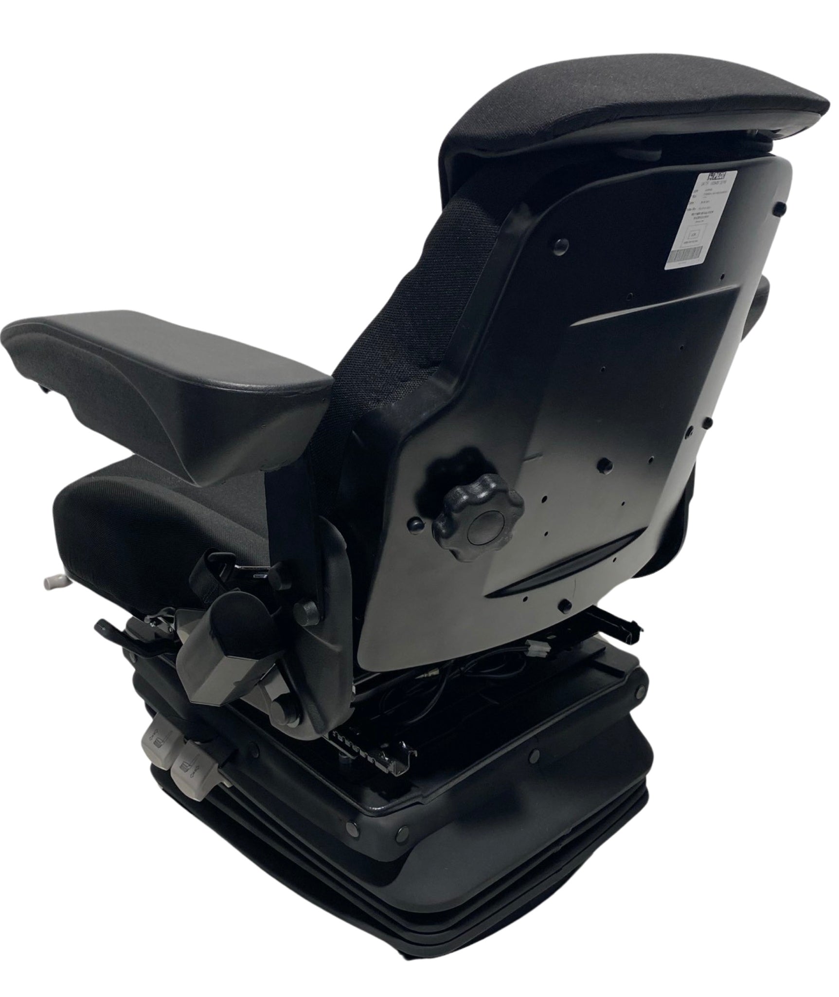 Rear view of SC13 suspension seat for agricultural and construction equipment with operator present switch compatibility