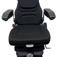 Front view of SC13 mechanical suspension seat – replacement for Grammer MSG85-95, with adjustable backrest, armrests, and lumbar support