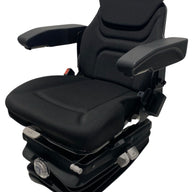 Left side view of SC13 mechanical suspension seat showing ergonomic adjustments and premium fabric trim