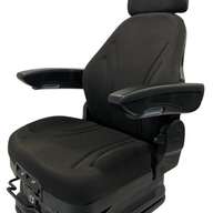 Left side view of SC28 air suspension seat with medium back height, strong steel-backed frame, and durable waterproof trim