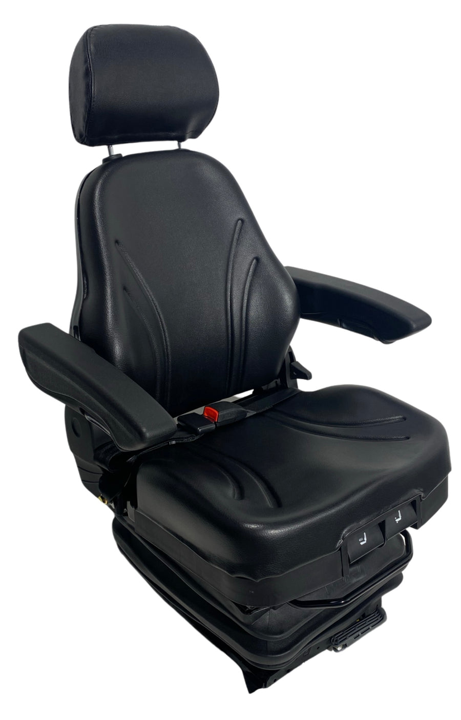 Right side profile of SC28 suspension seat showing medium back height and ergonomic adjustment features