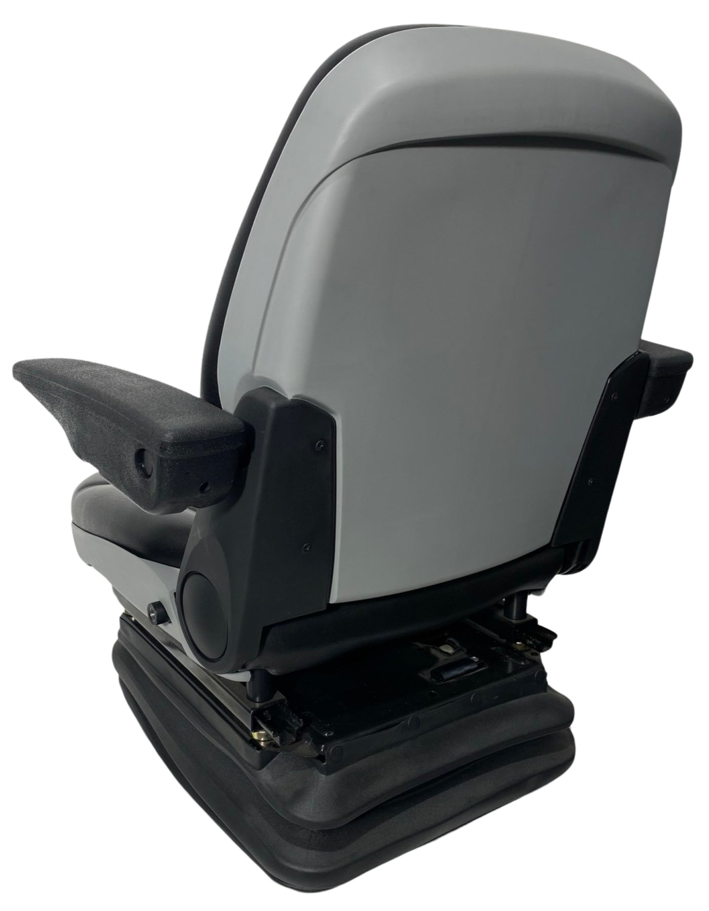 Rear view of SHT-SC7 mechanical suspension seat with strong steel frame and adjustable features