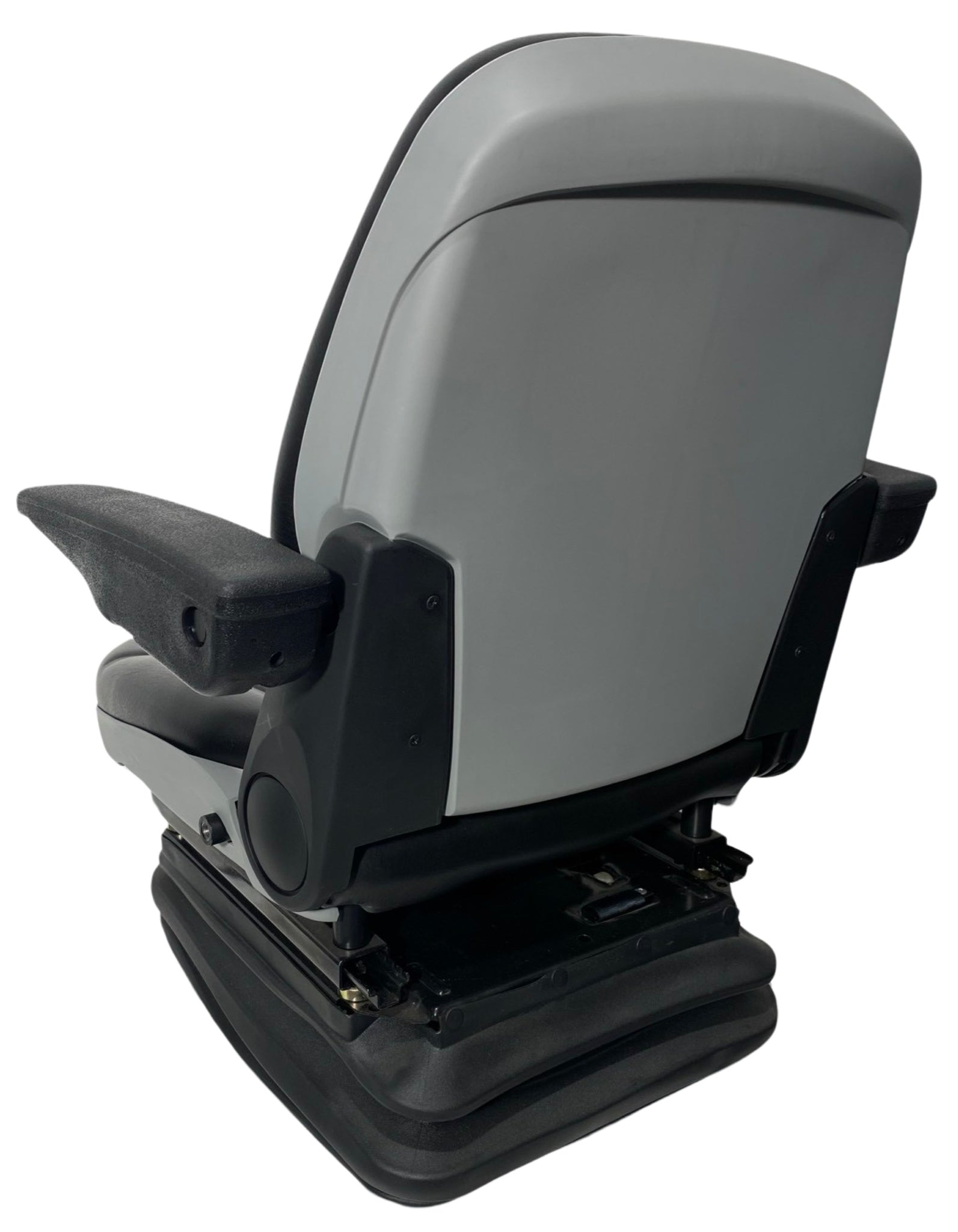 Rear view of SHT-SC7 mechanical suspension seat with strong steel frame and adjustable features