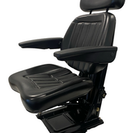 Left side profile of SN6 mechanical suspension seat with weight adjustment, slide rails, and ergonomic armrest