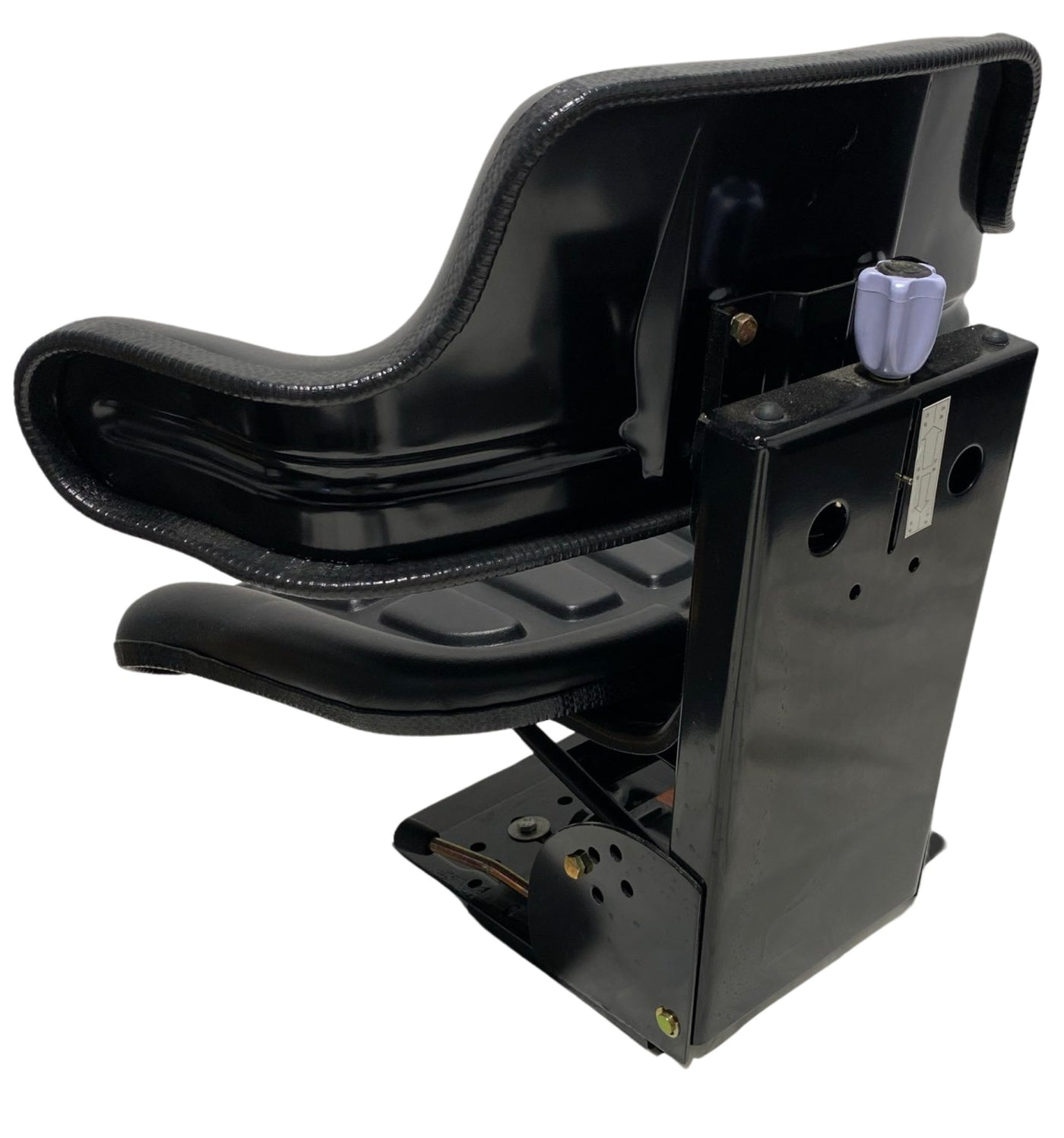 Rear view of SN7 suspension seat in waterproof PU vinyl with operator-friendly wrap-around design