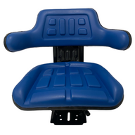 Front view of SN7 suspension seat in blue waterproof vinyl with ergonomic wrap-around backrest
