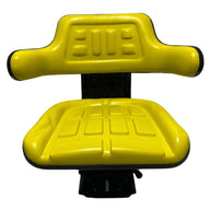 Front view of SN7 suspension seat in classic John Deere yellow PU vinyl for tractors, construction, and earthmoving equipment