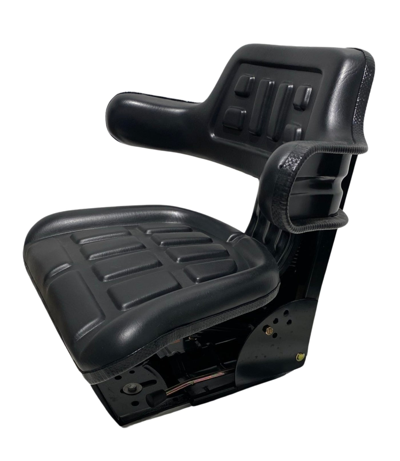 Left side view of SN7 tractor and machinery suspension seat showing ergonomic wrap-around backrest