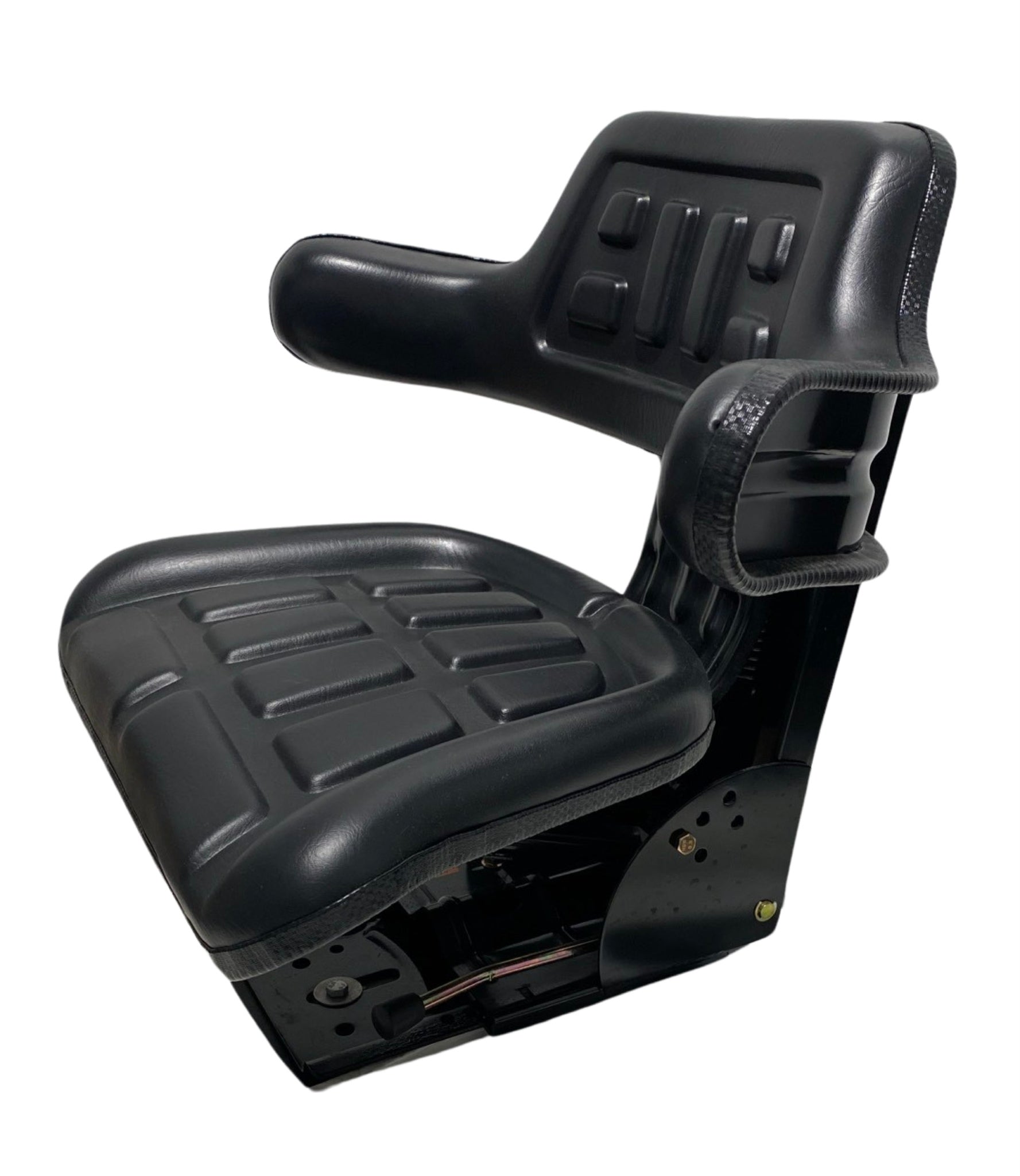 Left side view of SN7 tractor and machinery suspension seat showing ergonomic wrap-around backrest
