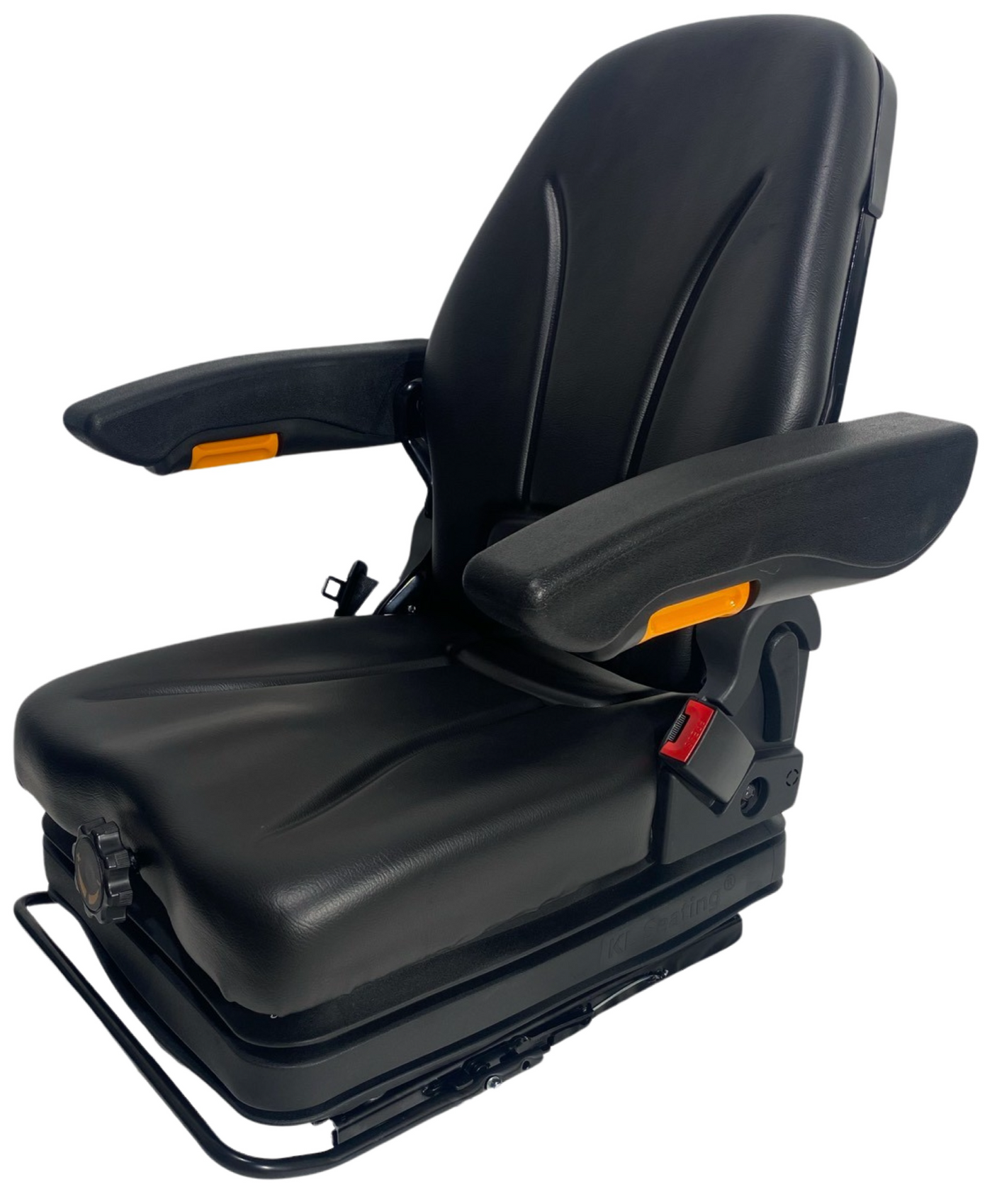 Left side view of SW10A mechanical suspension seat designed for narrow machinery cabins and tight operator spaces