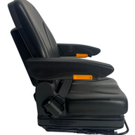 Side profile of SW10A mechanical suspension seat with ergonomic design, front controls, and durable PU vinyl covering
