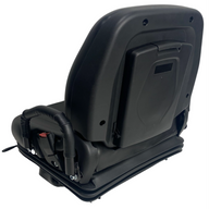 Rear view of SW11 suspension seat with premium black PVC vinyl trim and built-in operator present switch