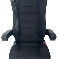 Front view of SX8150 M3/N3 rated air suspension seat with heavy-duty black fabric for large trucks and heavy machinery