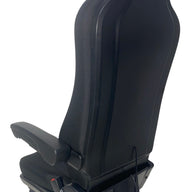 Rear view of SX8150 suspension seat with strong frame, integrated headrest, and double locking slide rails
